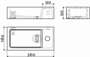 Clou Flush 3 fontein 360x180x90MM rechts wit CL/03.03030